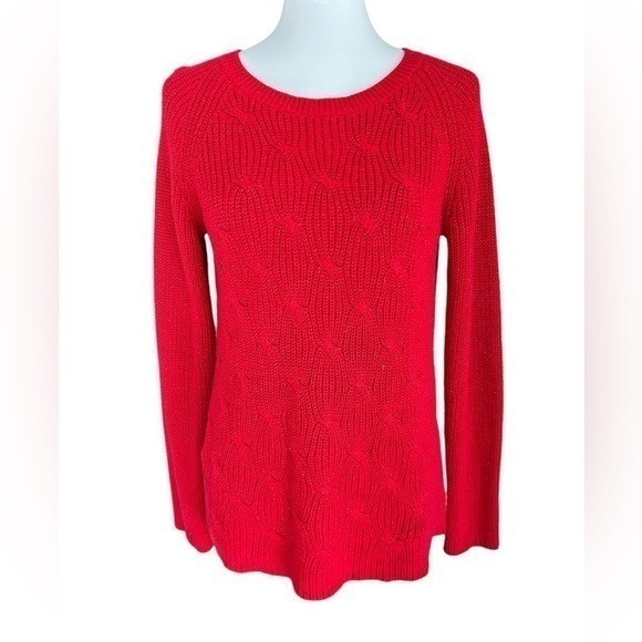 Liz Claiborne red cableknit sweater - Picture 1 of 10